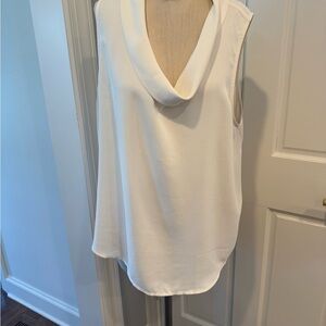 Ann Taylor XXL Sleeveless Blouse. White. Cowl Neck. Polyester. Machine Wash.